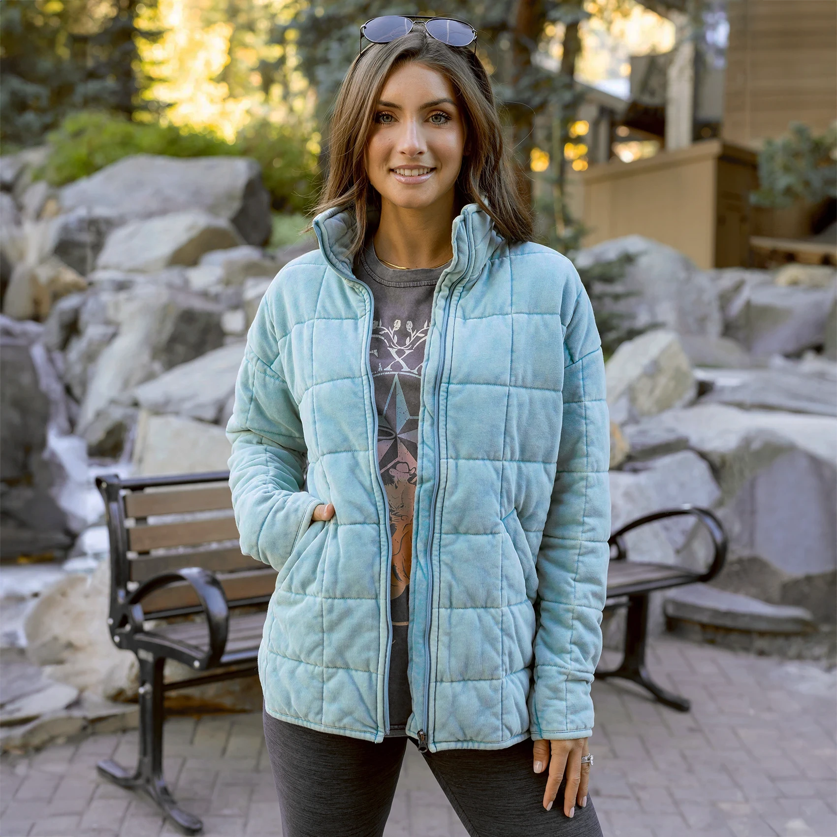 Quilted blue jacket hotsell