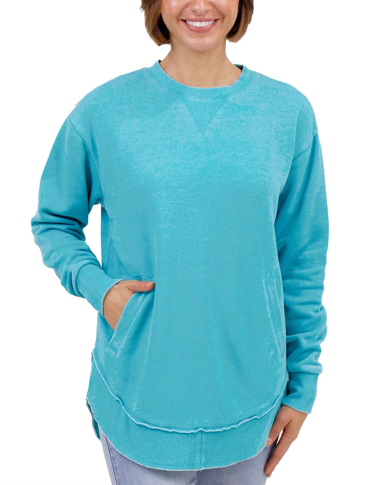 Vintage Washed Aqua Tunic Sweatshirt - Grace and Lace Vintage Washed Aqua Tunic Sweatshirt - Grace and Lace