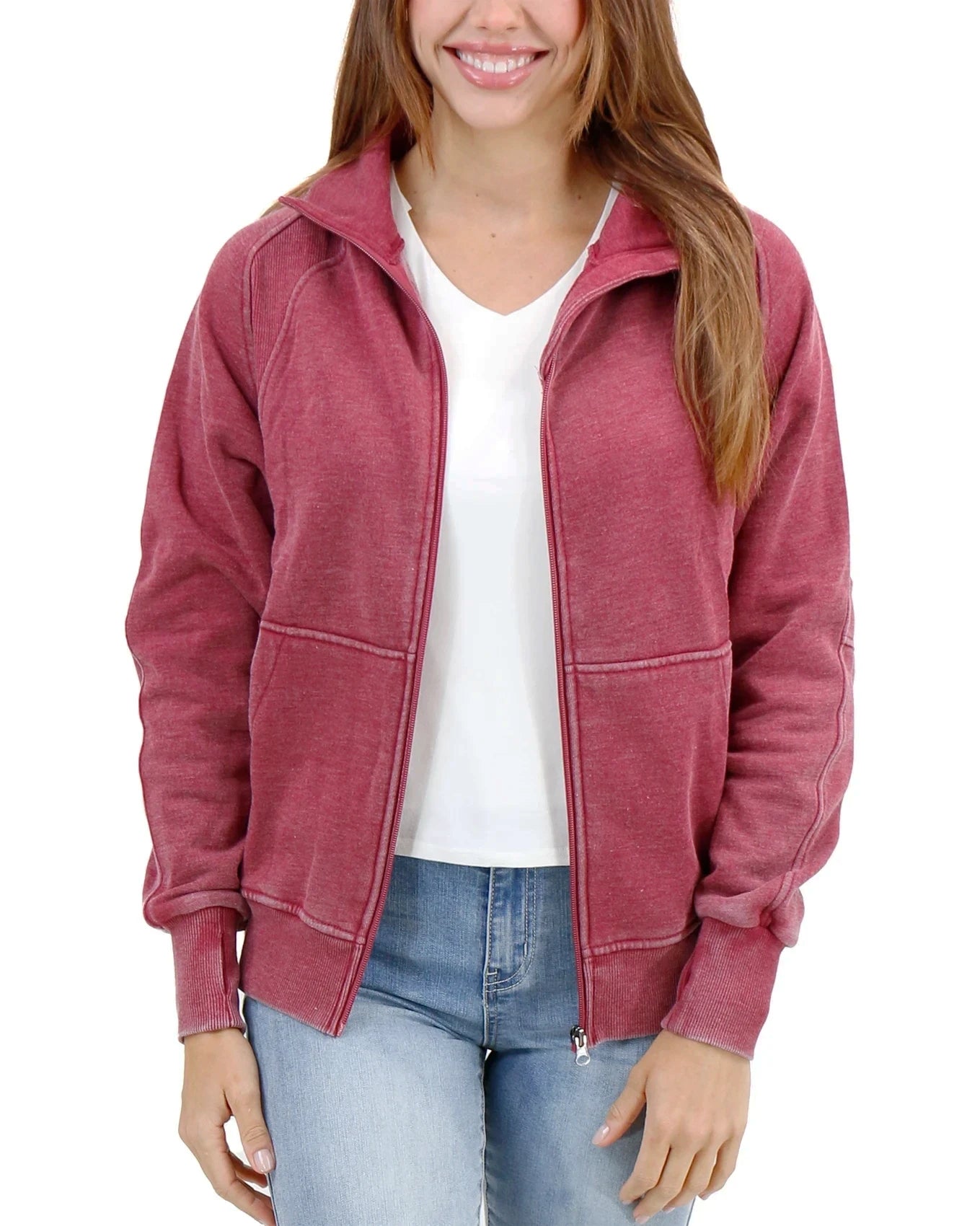 Red sweatshirt jacket sales
