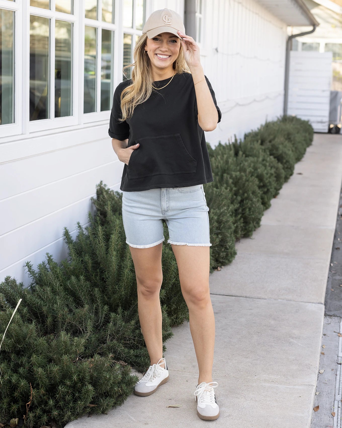 Washed Black French Terry Short Sleeve Sweatshirt
