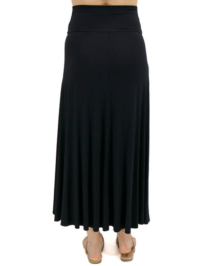 Back stock shot of Black Wrap High-Low Maxi Skirt