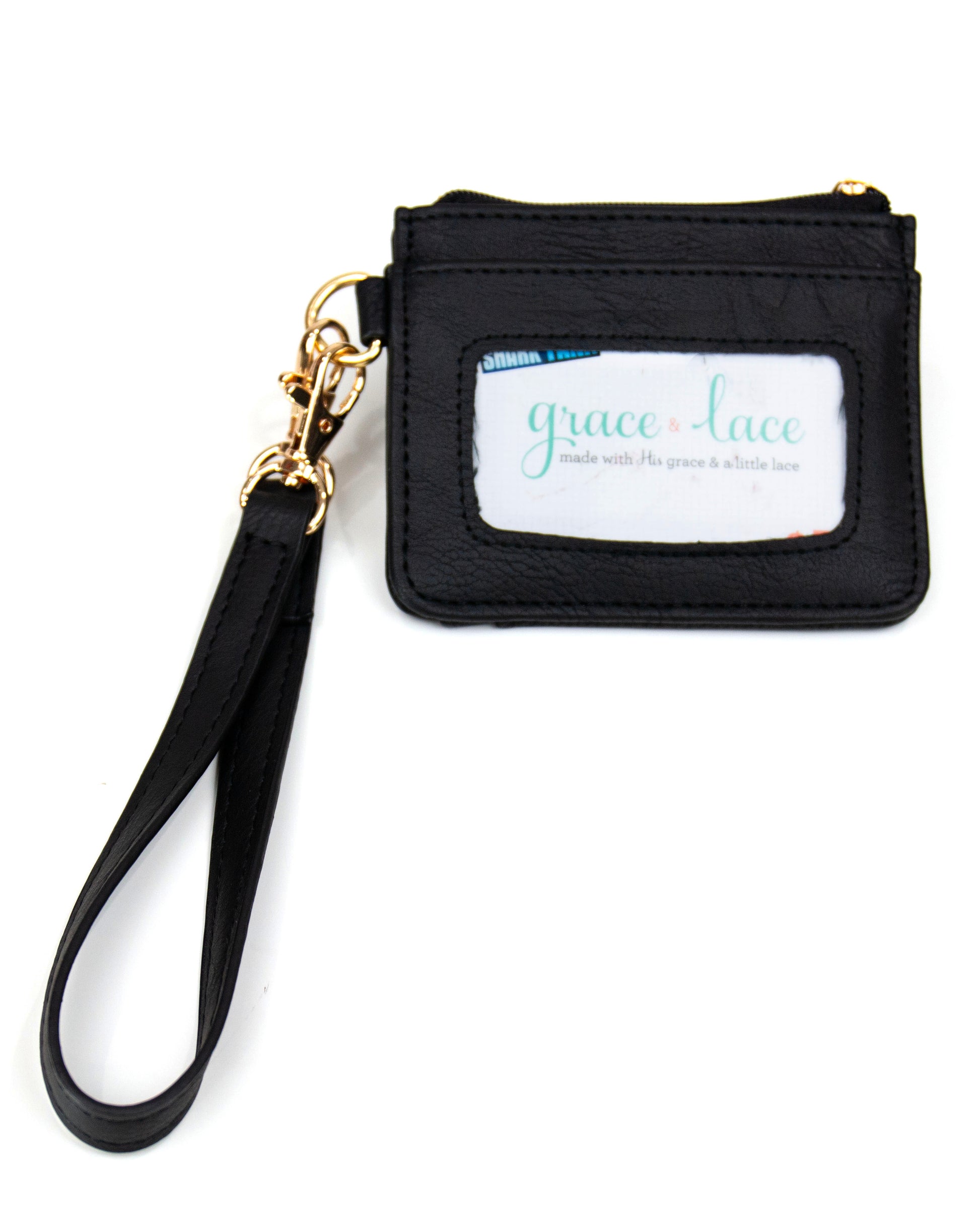 back view stock shot of wristlet wallet in black