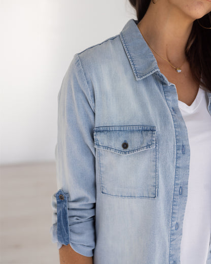 detail view of chambray top