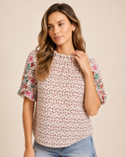 Casual Charm Short-Sleeve Patchwork Top