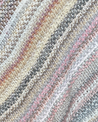 Asymmetrical Knit Poncho in Cream Multi
