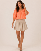 Everyday Essential Smocked Waist Skort in Sand