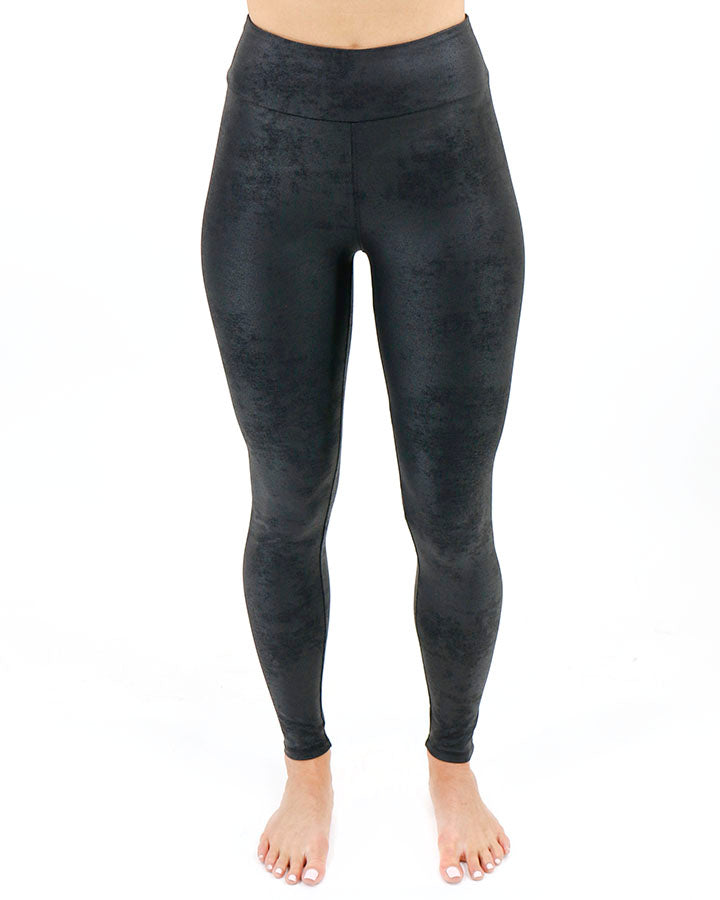 front view stock shot of faux leather leggings