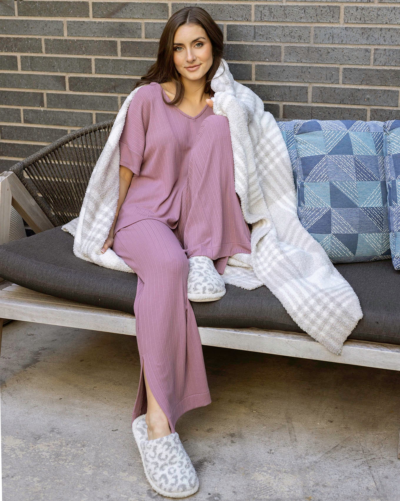 Styled view of Dark Lilac Coziest Wide Leg Lounge Pants
