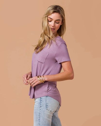 Perfect V-Neck Pocket Tee - Dusty Plum