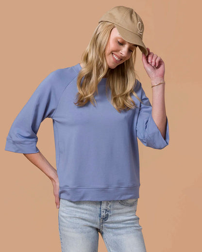 Everyday 3/4 Sleeve Crew Neck Indigo Sweatshirt