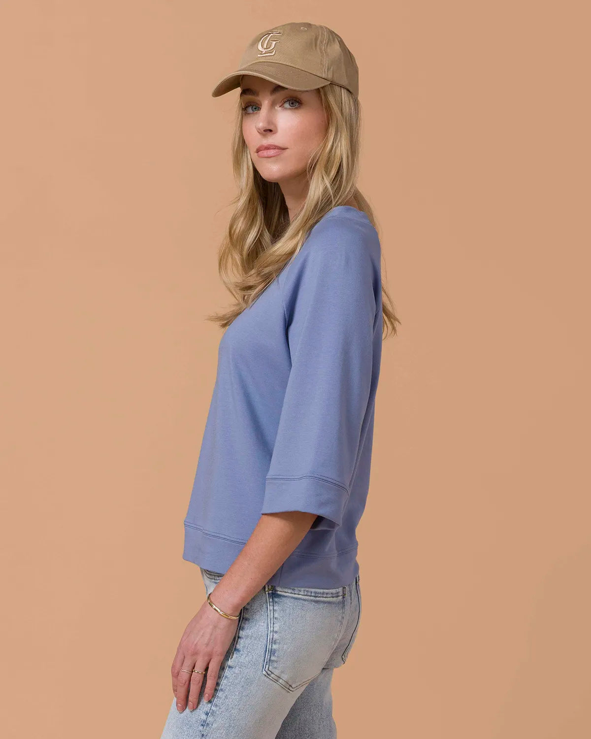 Everyday 3/4 Sleeve Crew Neck Indigo Sweatshirt