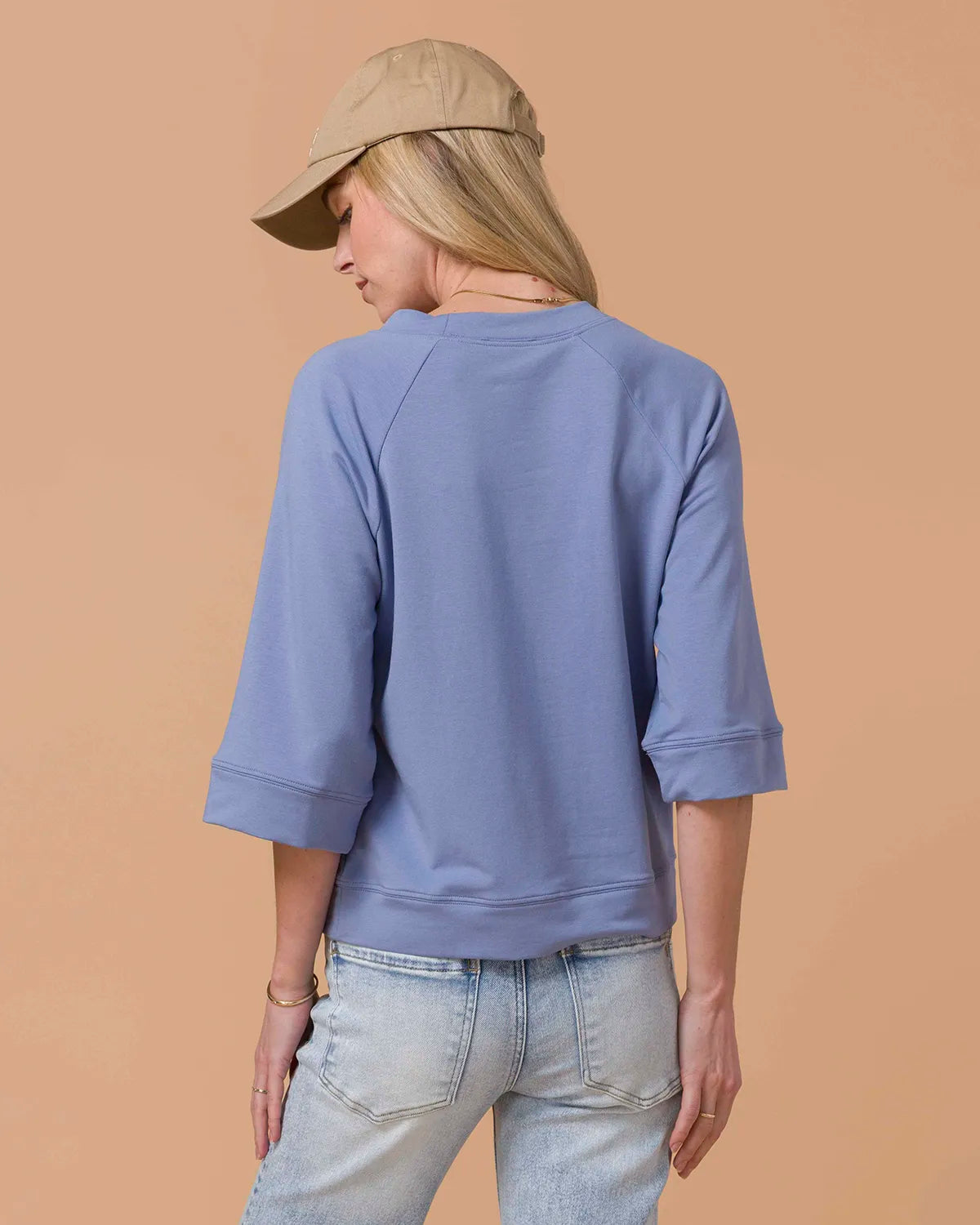 Everyday 3/4 Sleeve Crew Neck Indigo Sweatshirt