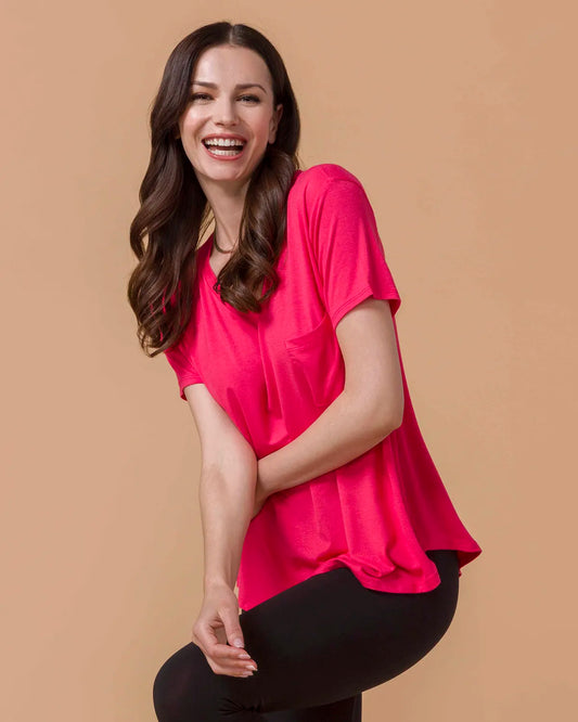 Perfect Fit V-Neck Pocket Tee - Canyon Red