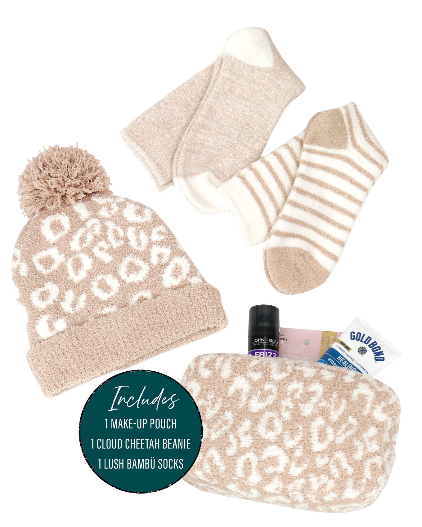 Stock shot of Cozy Essentials Gifting Set with contents list
