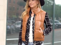 Butter Faux Leather Cognac Puffer Vest