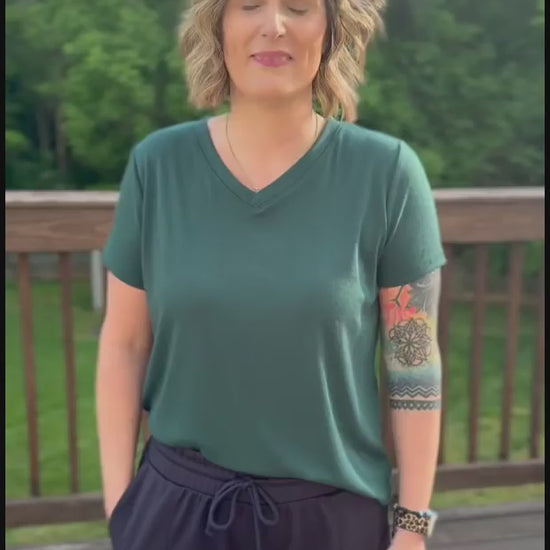 Erin Wearing the Scuba Pant in Navy