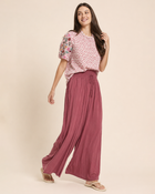 Smocked Waist Wide Leg Pant Rosewood