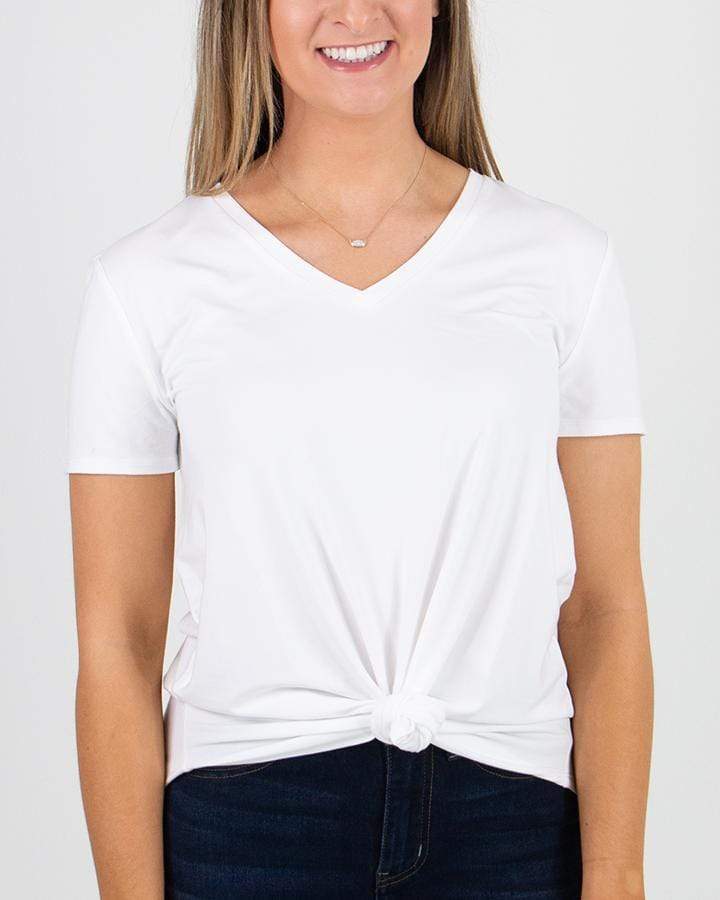 Perfect V-Neck Tee in Solids - Ivory / XXS