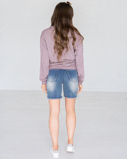 Distressed 7" Mid-Wash Shorts - FINAL SALE