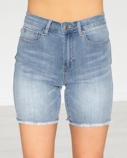 Non Distressed 7 Light Mid-Wash Shorts FINAL SALE Grace And, 48% OFF