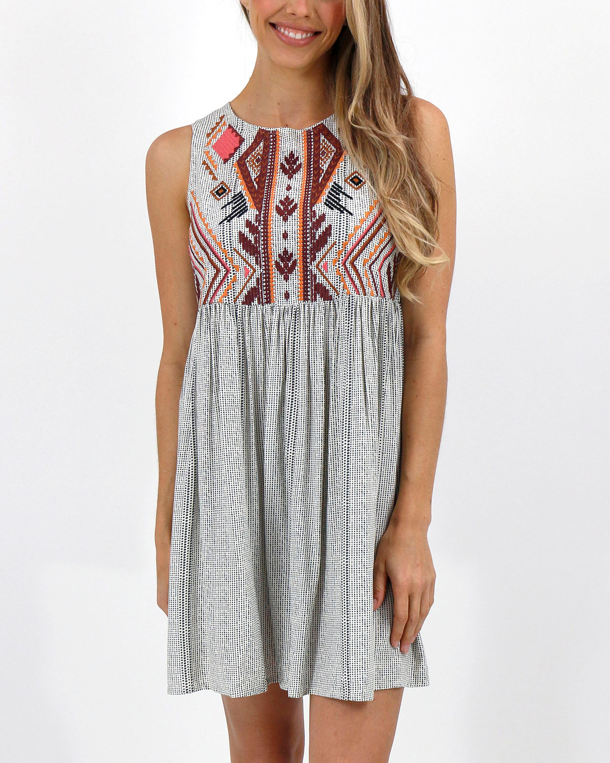 Aztec Embroidered Dress