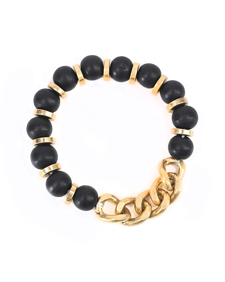 stock image of beaded chain bracelet in black
