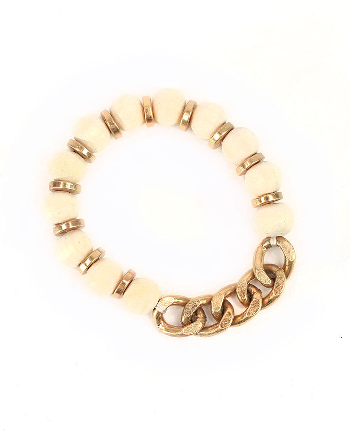 stock shot of beaded chain bracelet in ivory