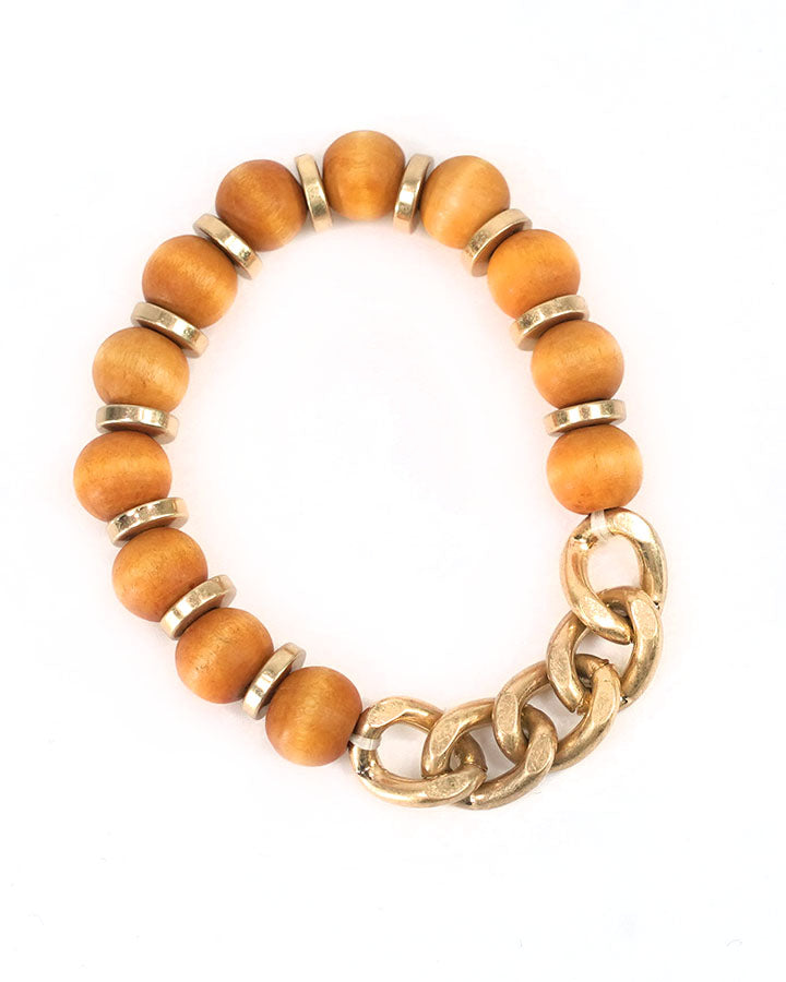 stock shot view of beaded chain bracelet in chestnut