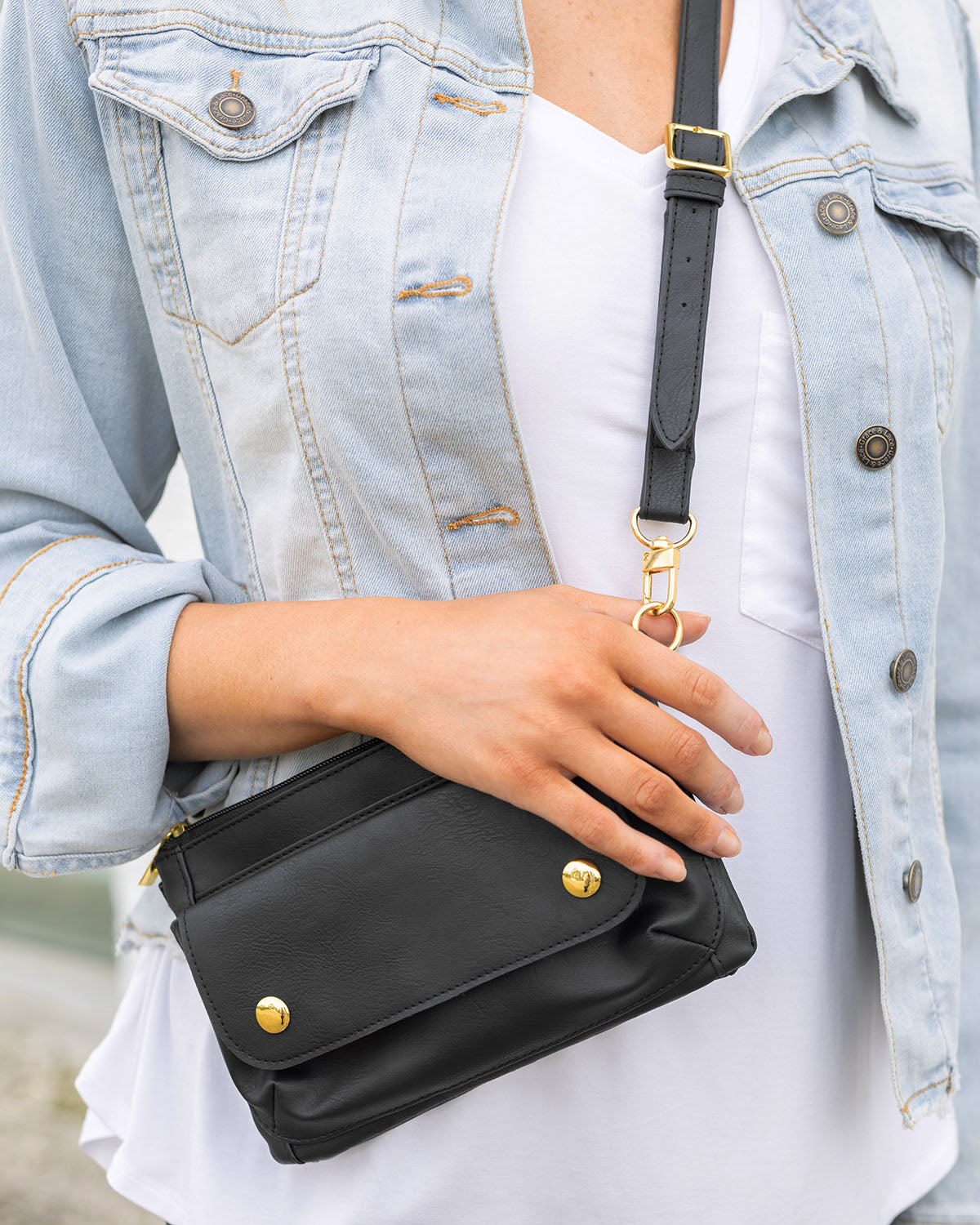 Vegan Leather Essentials Belt Bag in Black