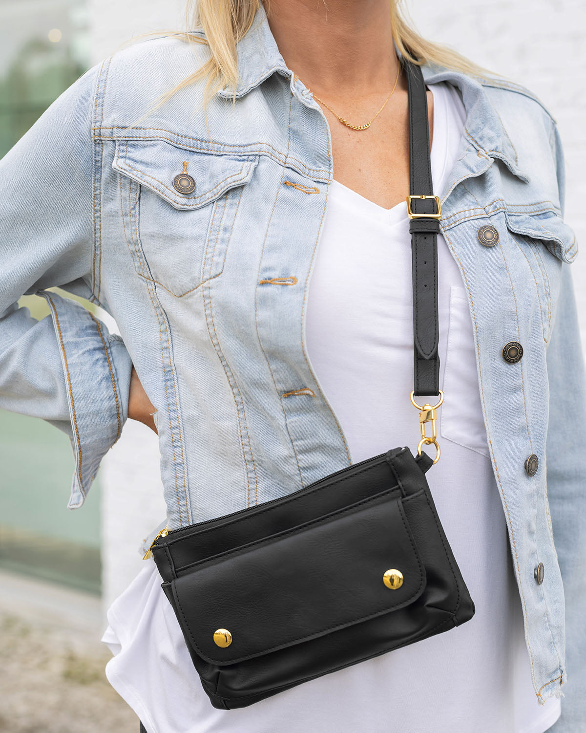 Vegan Leather Essentials Belt Bag in Black
