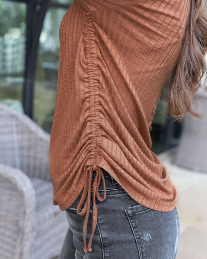 Cinched Ribbed Cardi Top