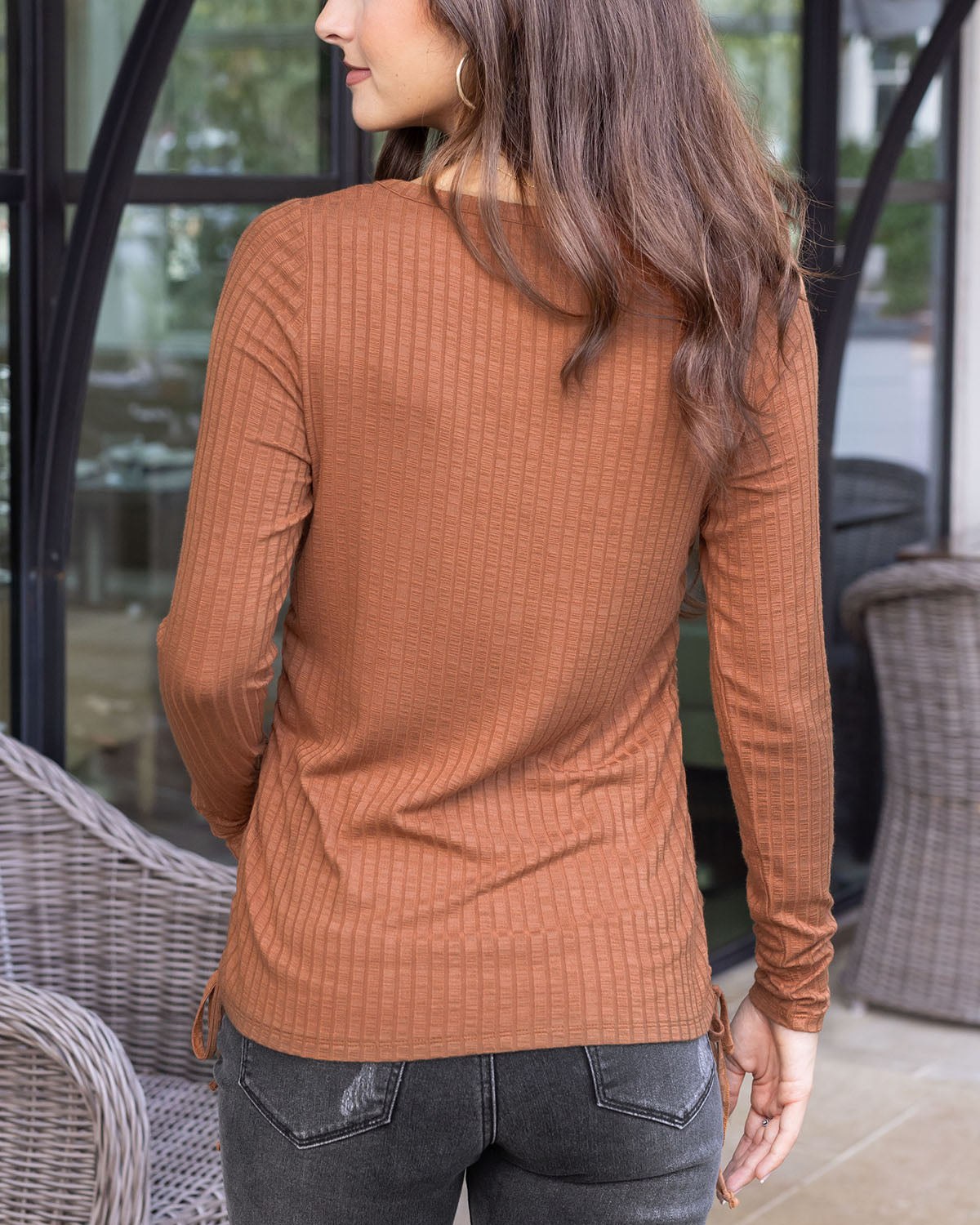 Cinched Ribbed Cardi Top