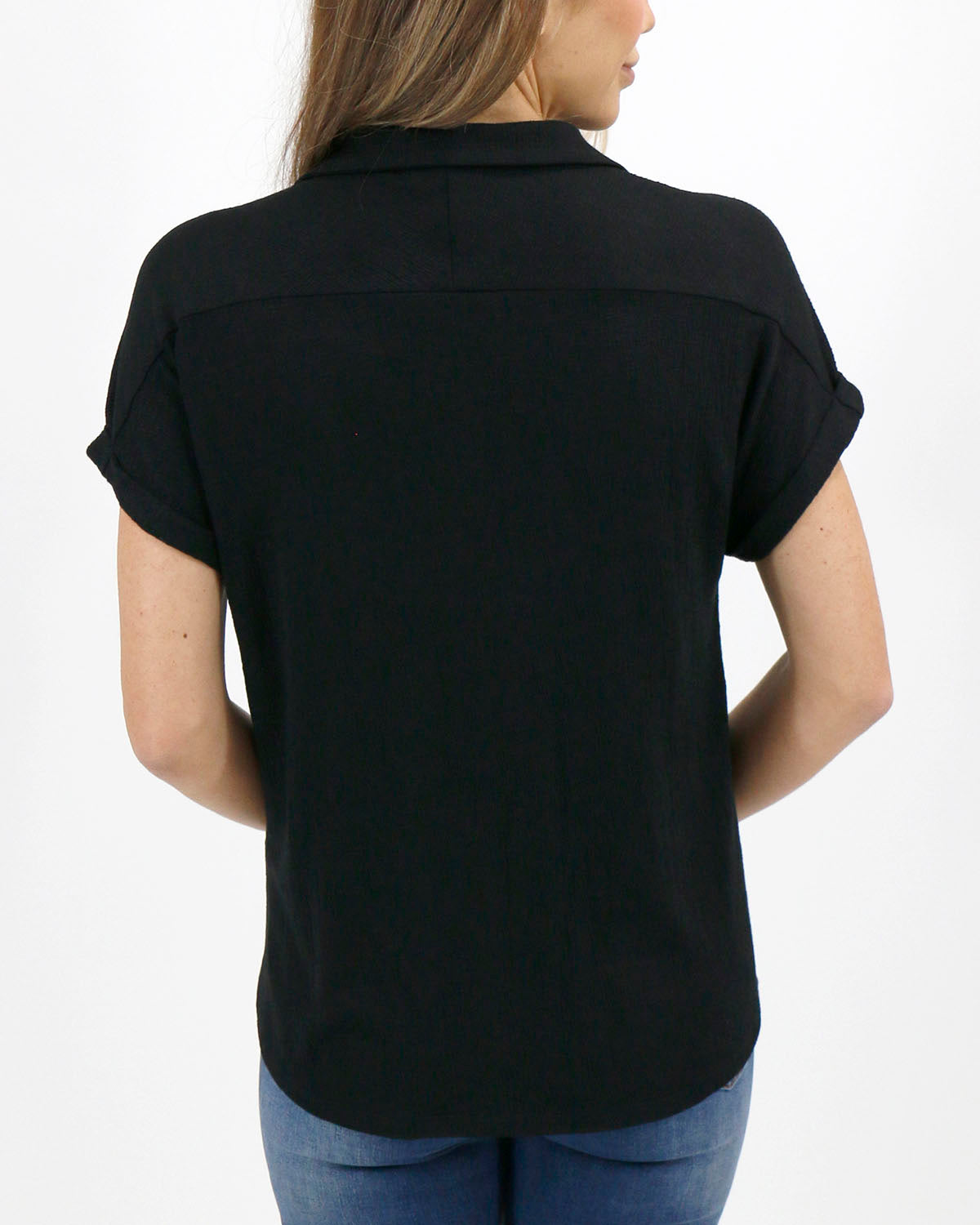 Easy Slouch Button Down Top in Black - FINAL SALE