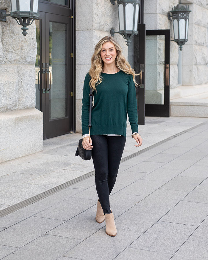 Forest Green Leggings  Green leggings outfit, Outfits with leggings, Leggings  outfit casual