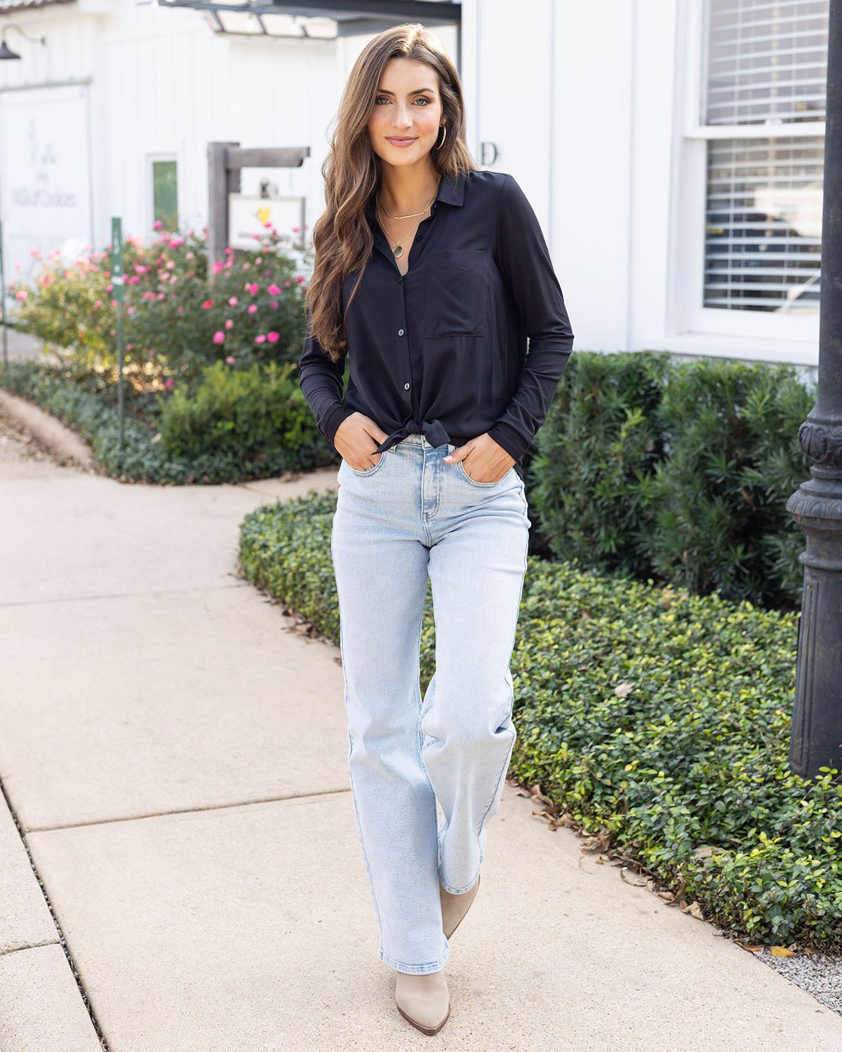Wide Leg Premium Denim in Non Distressed Light-Wash - FINAL SALE