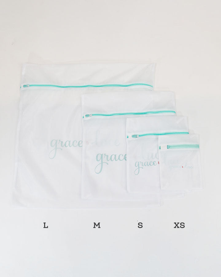 Labeled view of all laundry garment bag sizes