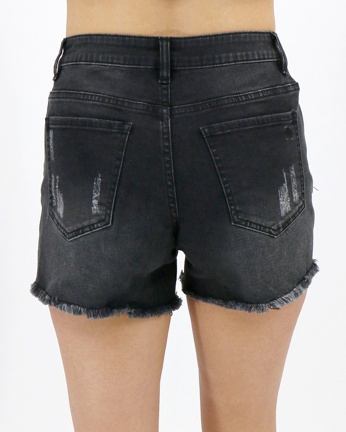 Girlfriend Denim Shorts in Washed Black