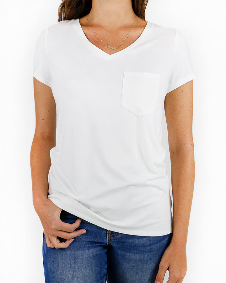 True Fit Perfect Pocket Tee in Ivory