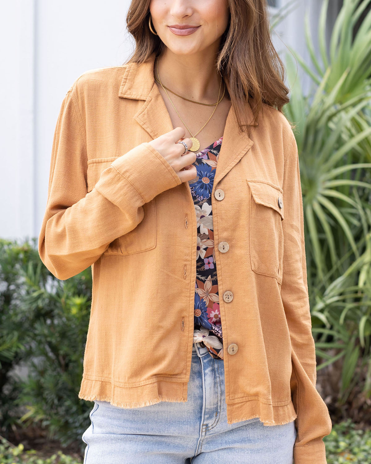 Linen Safari Jacket in Chai - Grace and Lace