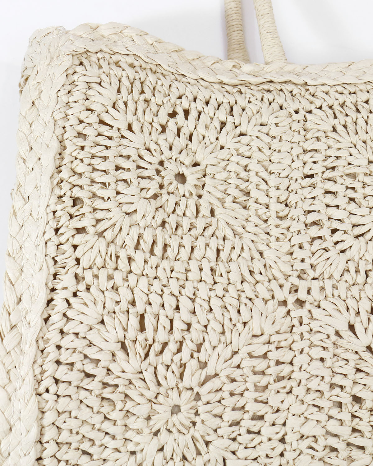 Quilted Straw Tote in Natural