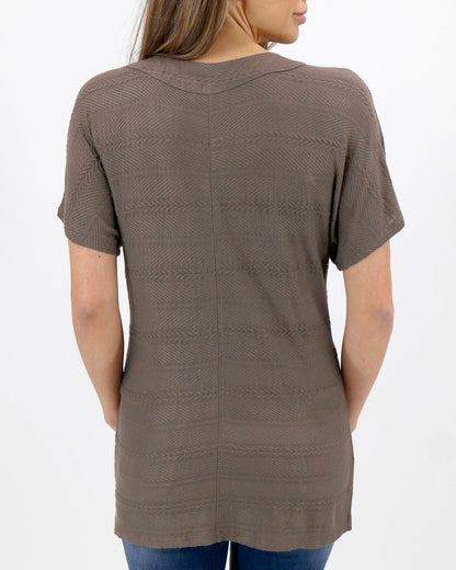 Free Day Textured Dolman Tee in Smoky Portabella - FINAL SALE
