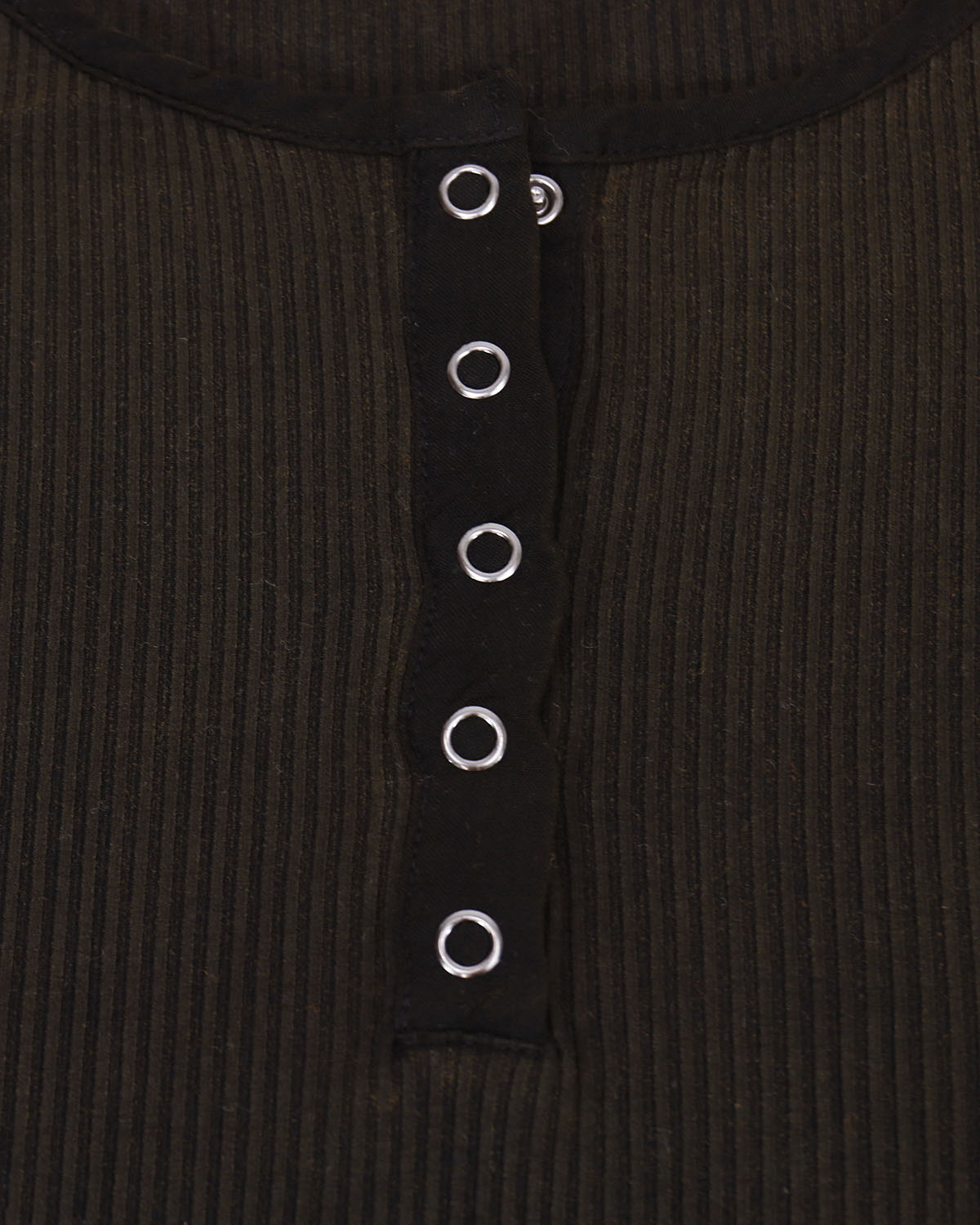 Mineral Washed Ribbed Henley in Black Mica - FINAL SALE