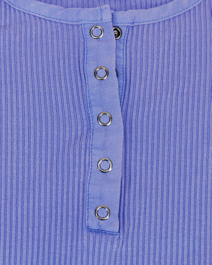 Mineral Washed Ribbed Henley in Washed Amethyst