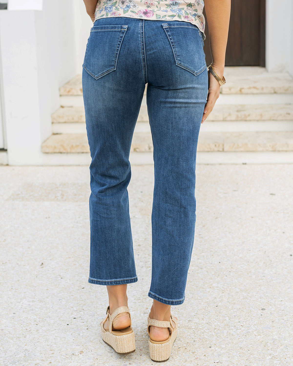 Mel's Fave Non Distressed Straight Leg Cropped Denim in Vintage Mid-Wash