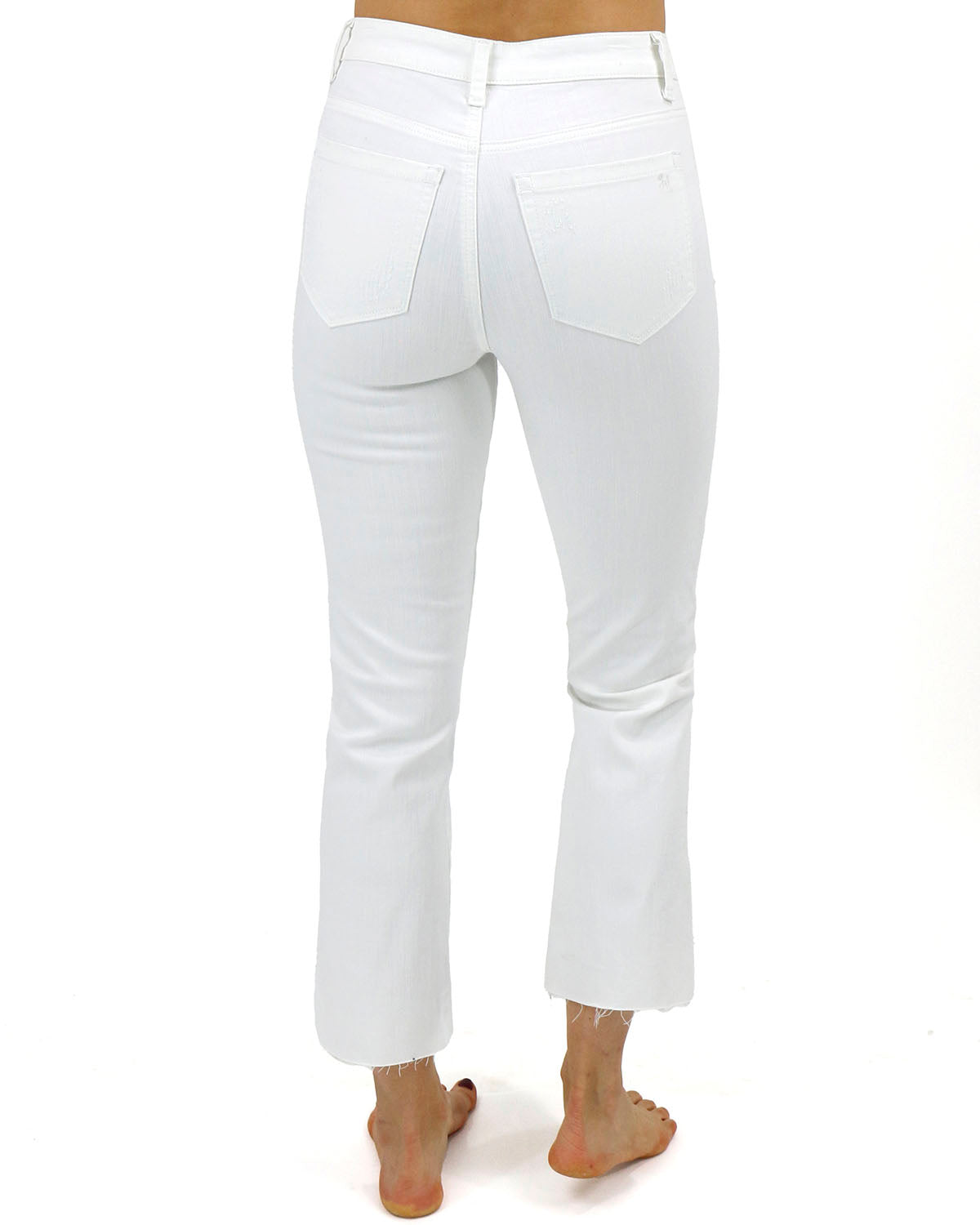 Mel's Fave Distressed Straight Leg Cropped Denim in White