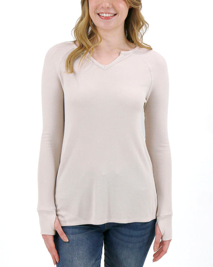 Micro Waffle Long Sleeve Thermal in Natural - FINAL SALE