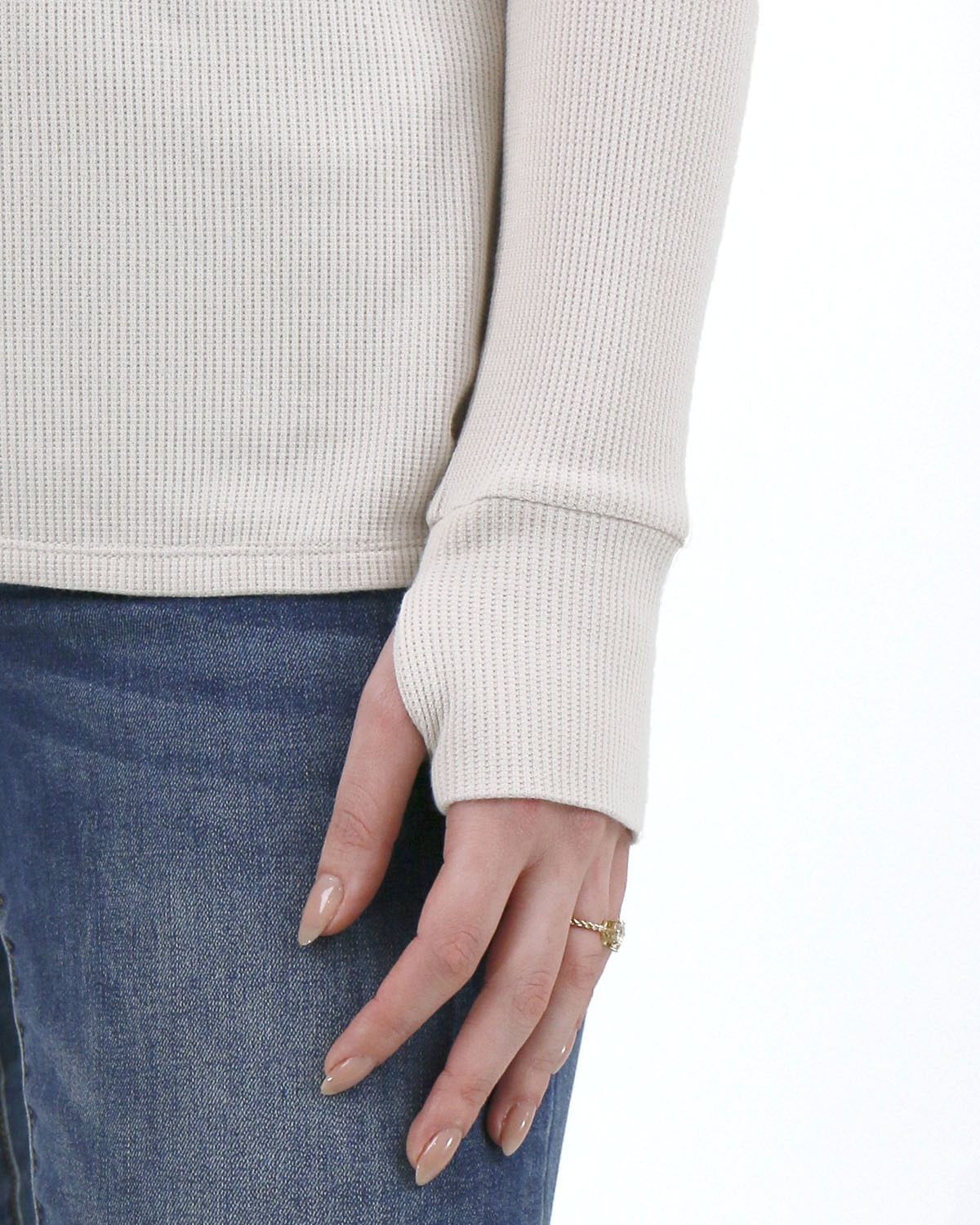 Micro Waffle Long Sleeve Thermal in Natural - FINAL SALE