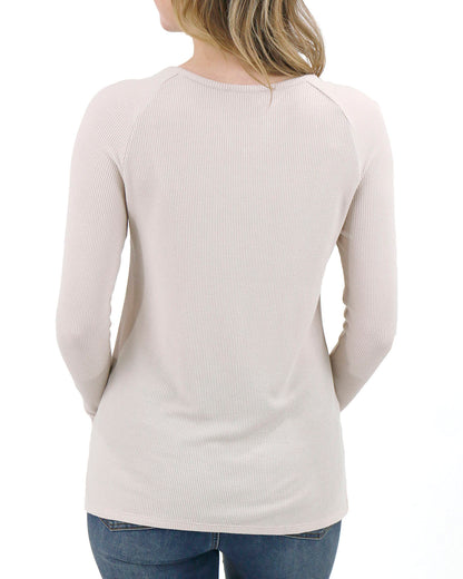 Micro Waffle Long Sleeve Thermal in Natural - FINAL SALE