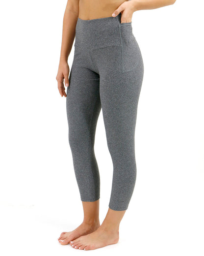Cropped Mid-Weight Daily Pocket Leggings in Heathered Charcoal - FINAL SALE