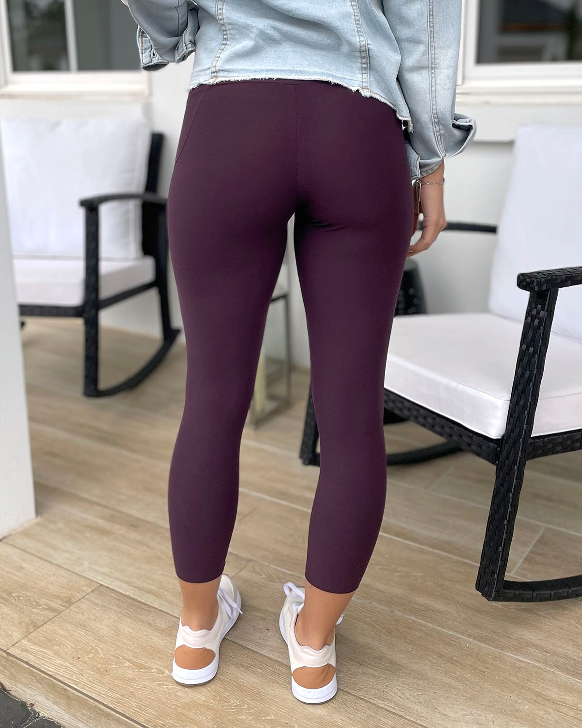 Cropped Mid-Weight Daily Pocket Leggings in Aubergine - FINAL SALE
